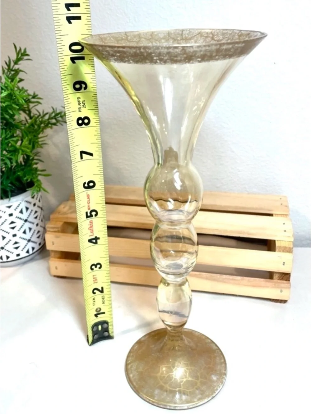 Bombay Glass Vintage Champagne & Gold Carnival Glass Vase | Opalescent